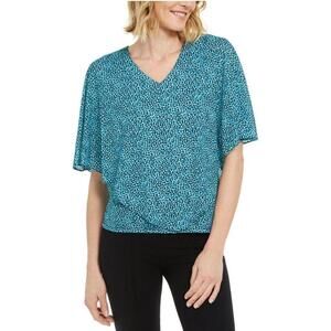 JM Collection Petite Dot-Print Overlay Top